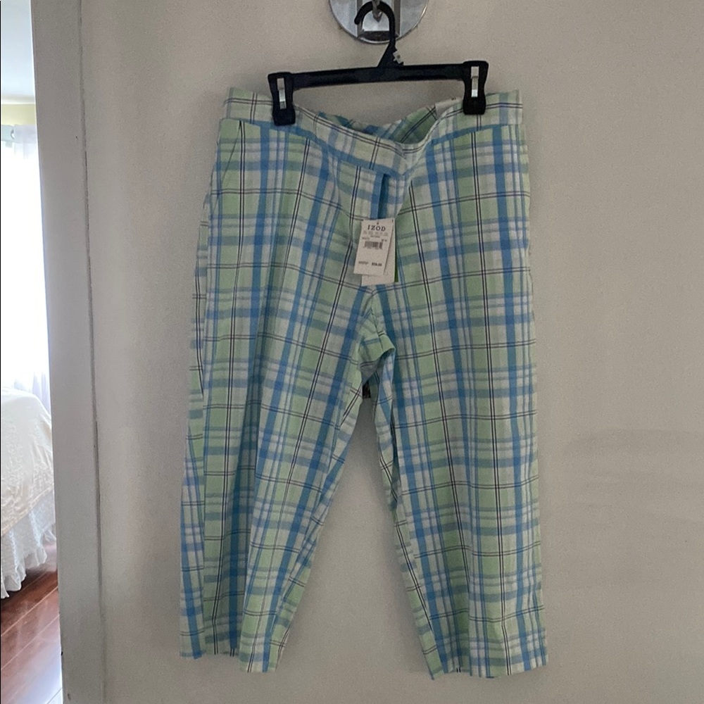 Izod Golf mojito Plaid Capris - Blue and Green size 16 NWT